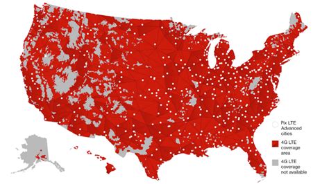 A Map Showing Coverage of Verizon and AT&T